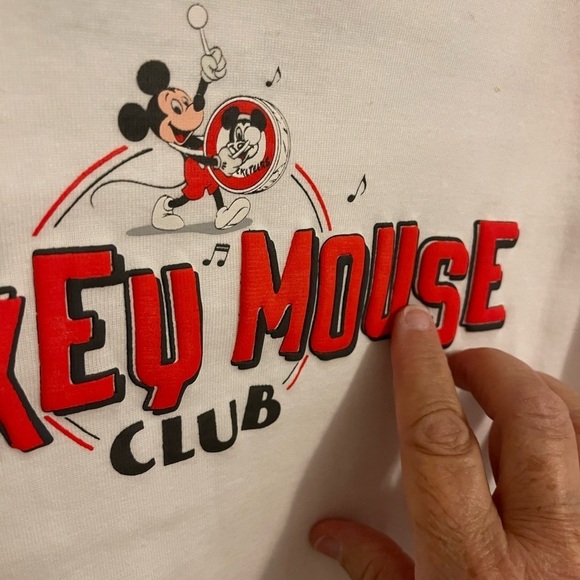 DISNEY MICKEY MOUSE CLUB JUNIOR XS LONG SLEEVE COLOR BLOCKING PUFFY LETTERING - Picture 2 of 7